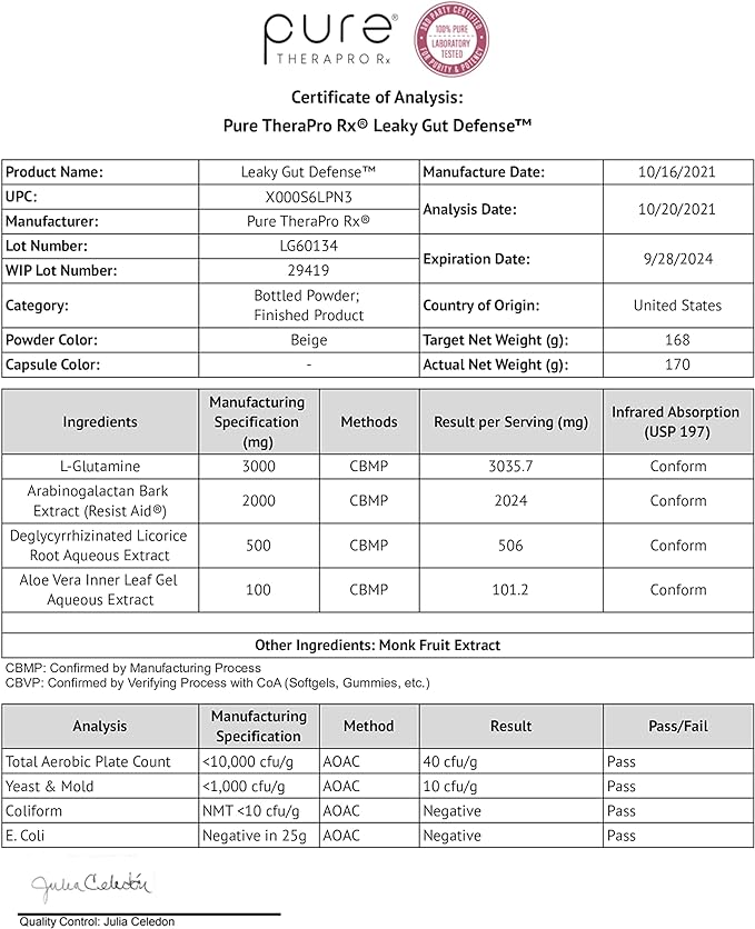 Pure Therapro Rx Leaky Gut Defense (30 Servings, 168g)