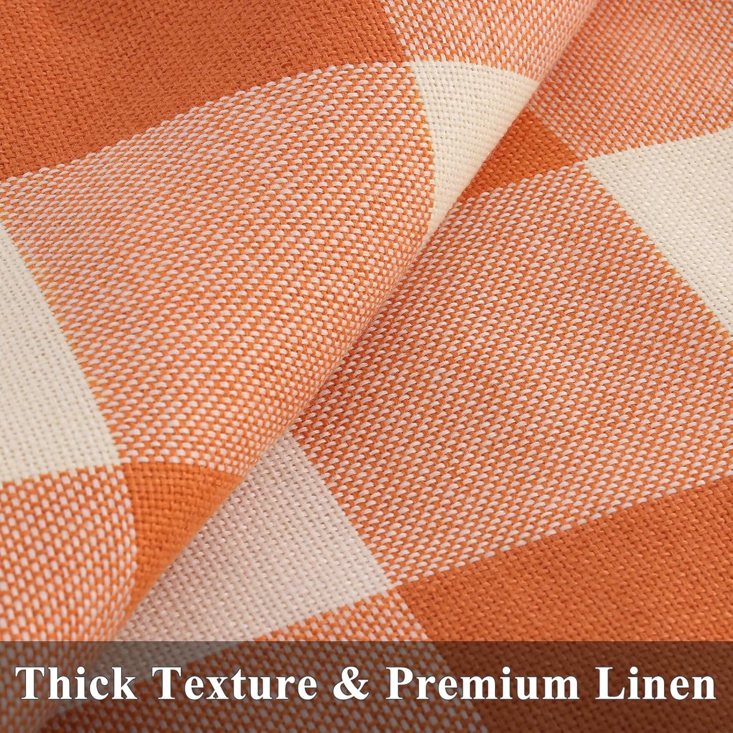 decorUhome Fall Orange and White Decorative Throw Pillow Covers 16x16 Set of 2, Buffalo Plaid Check Farmhouse Cushion Covers with Stitched Edge for Autumn Harvest Couch Sofa Bed Home Decor