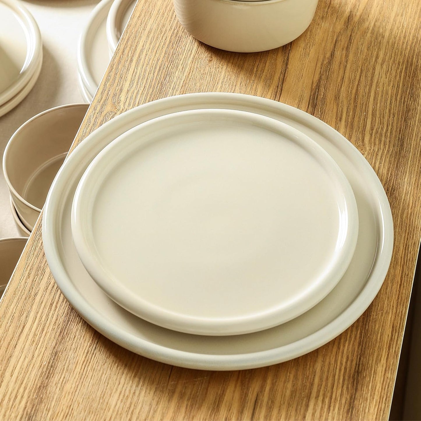 Stone Lain Eden 4-Piece Salad Plate Set Stoneware, Beige