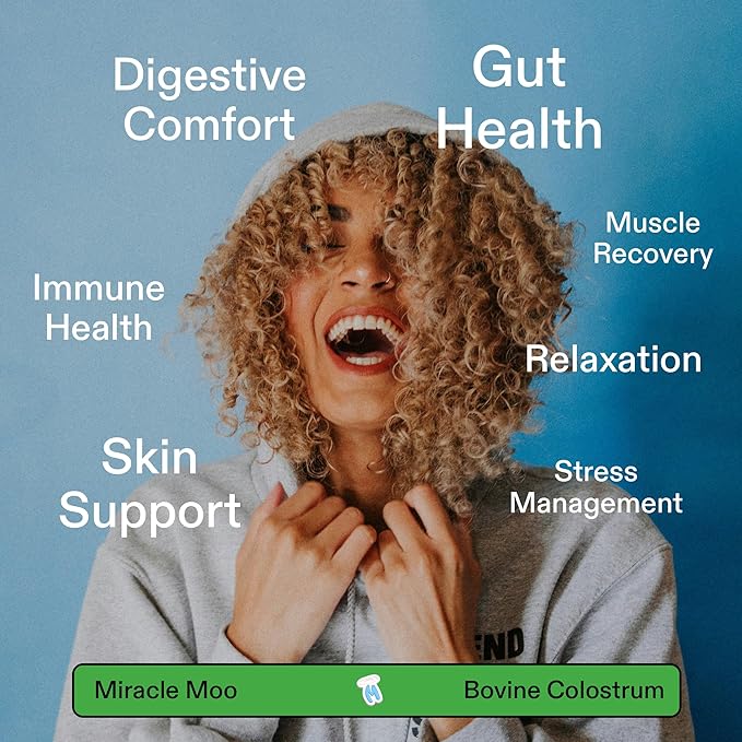 Colostrum Supplement for Gut Health, Hair Growth, Beauty and Immune Support - Easy to Mix Grass Fed Bovine Powder - Highest IgG Plus ImmunoLin, Unflavored (30 Servings)