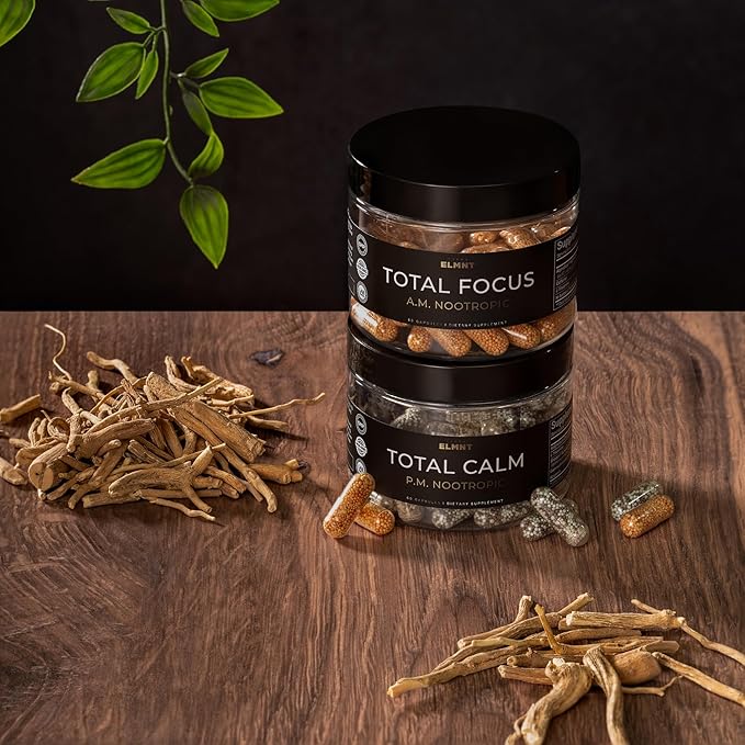 AMPM Nootropic Total Focus + Calm 9X Strength w. Caffeine, L-Theanine, Alpha GPC, L-Tyrosine, Ashwagandha - X-Release Energy Pills Nootropics Brain Support Supplements for Memory and Focus Supplement