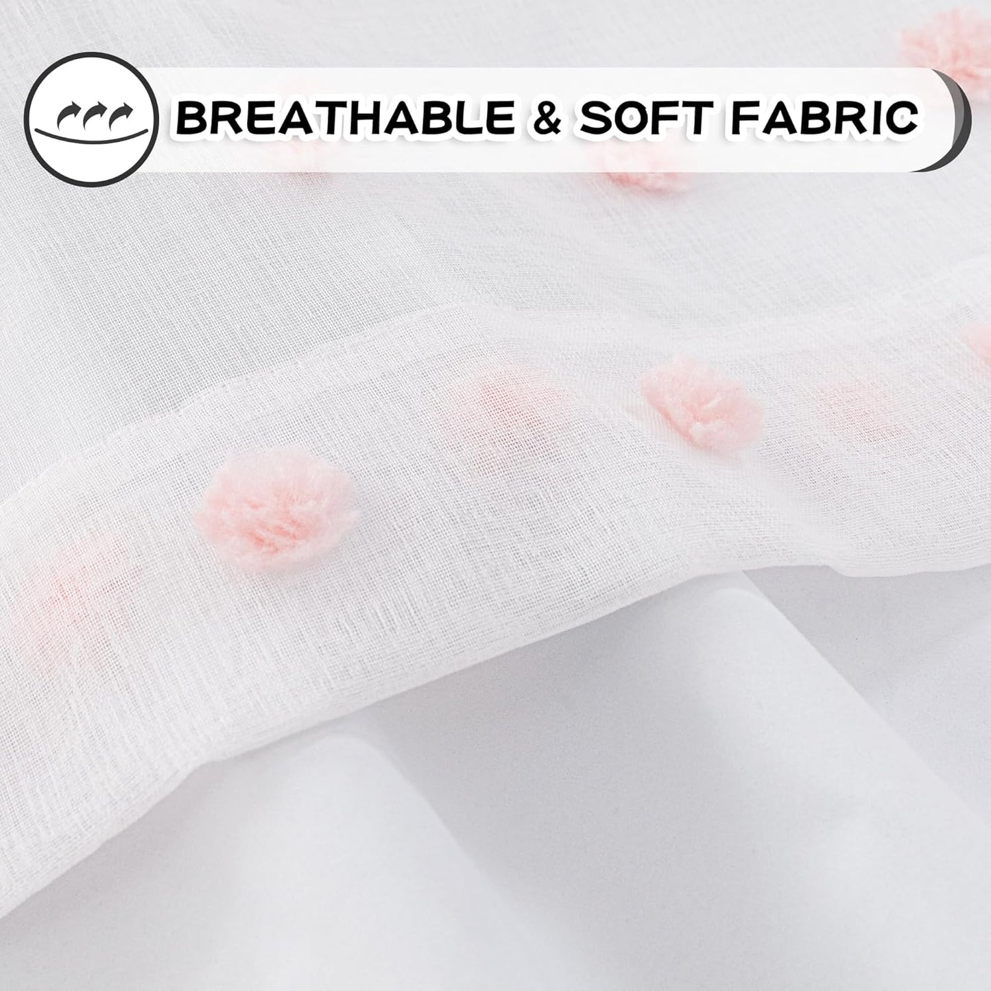 MYSKY HOME Pink Pom Pom Blackout Curtains for Girls Bedroom 63 Inch Long 100% Blackout Curtains for Kids Room 2 Panels Room Darkening Small Window Treatment Grommet 2 Layered Drapes Toddler 52W x 63L