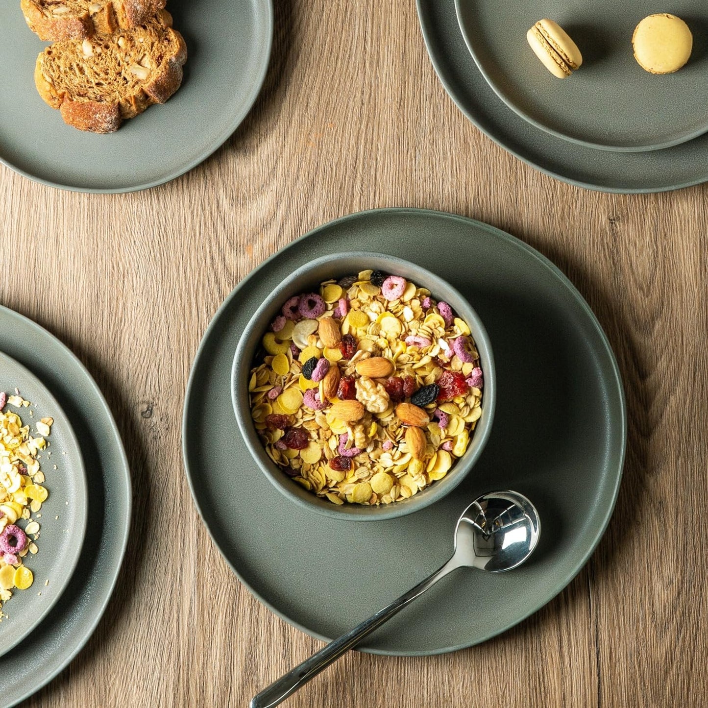 AmorArc Dinnerware Sets, Wavy Rim Plates and Bowls Sets,Highly Chip and Crack Resistant | Dishwasher & Microwave & Oven Safe Dishes set, Service for 8 (24pc)