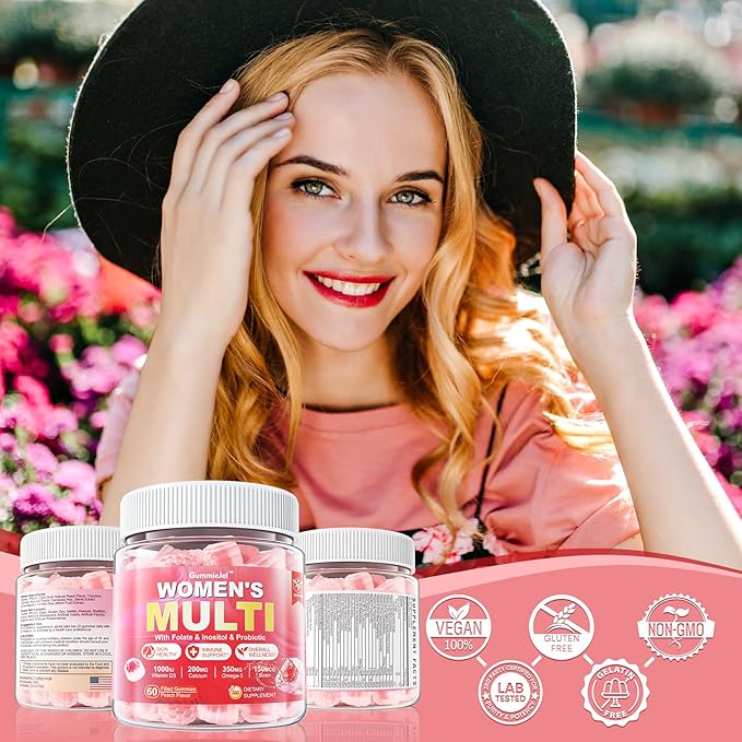 Sugar-Free Women's Multivitamin Gummies - Multivitamin Filled Gummies with Omega-3, Enzymes & Antioxidant Blend to Support Overall Health, Immunity, Hair, Nails & Skin Health. Womens Vitamins - 120 ct