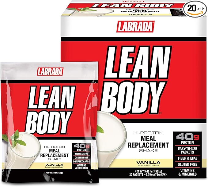 Lean Body MRP All-In-One Vanilla Meal 40g Protein, 8g Healthy 22 Vitamins (20 Packets)