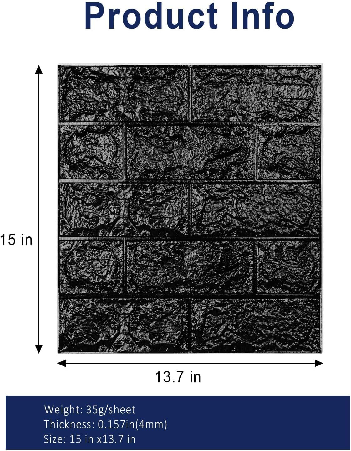 3D Wall Panels Peel and Stick,29 Sq Ft XPE Foam Stone 3D Wallpaper, Textured Faux Brick Wall Panels Black, 20PCS