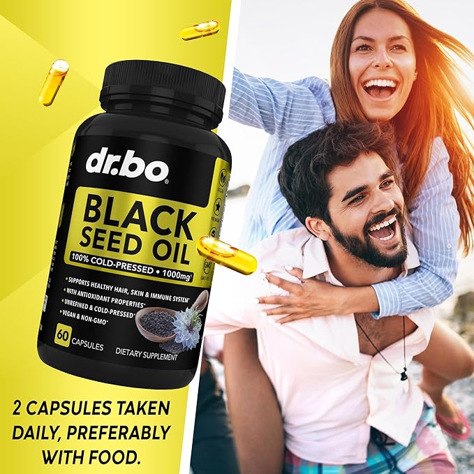 Black Seed Oil Capsules Vegan 500mg Each, 1000mg Per 2 Capsule 60 Softgels