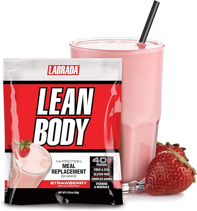 Labrada Lean Body MRP All-In-One Strawberry 40g Protein, 8g Healthy 22 Vitamins (20 Packets)
