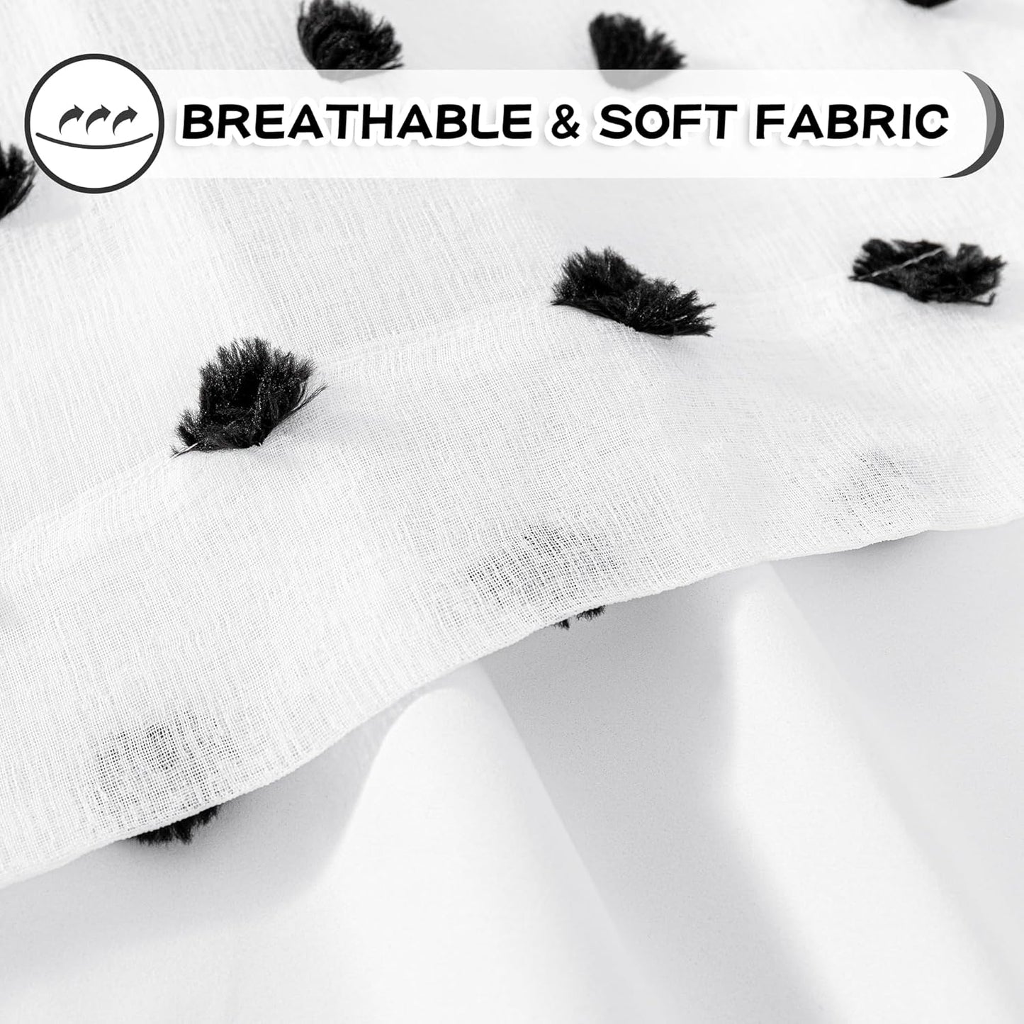 MYSKY HOME Blackout Curtains for Kids Bedroom 100% Light Block Out Thermal Insulated Curtain 63 Inches Grommet Room Darkening Curtains Privacy Window Drapes with Black Pom Pom Sheers,2 PCS, 52" x 63"