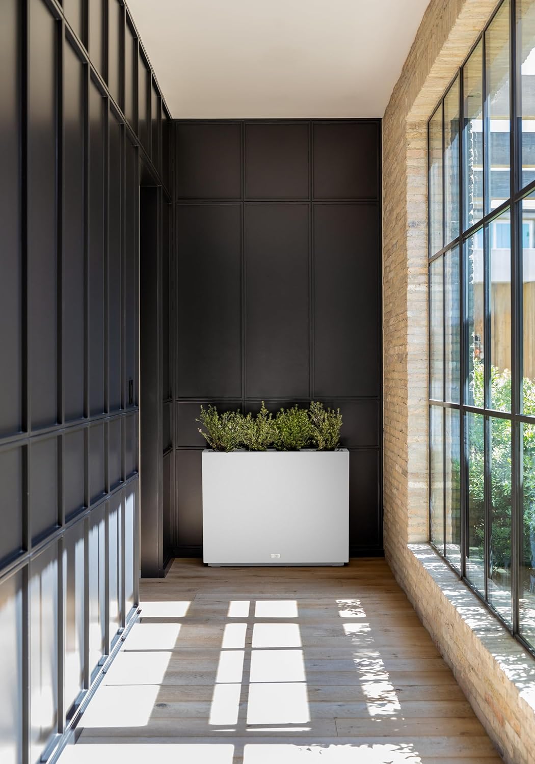 Veradek Block Series Span Plastic Planter - Tall Rectangular Planter for Indoor or Outdoor Patio/Porch | Durable All-Weather with Removable Insert Bucket | Modern Design for Plants, Flowers, Garden