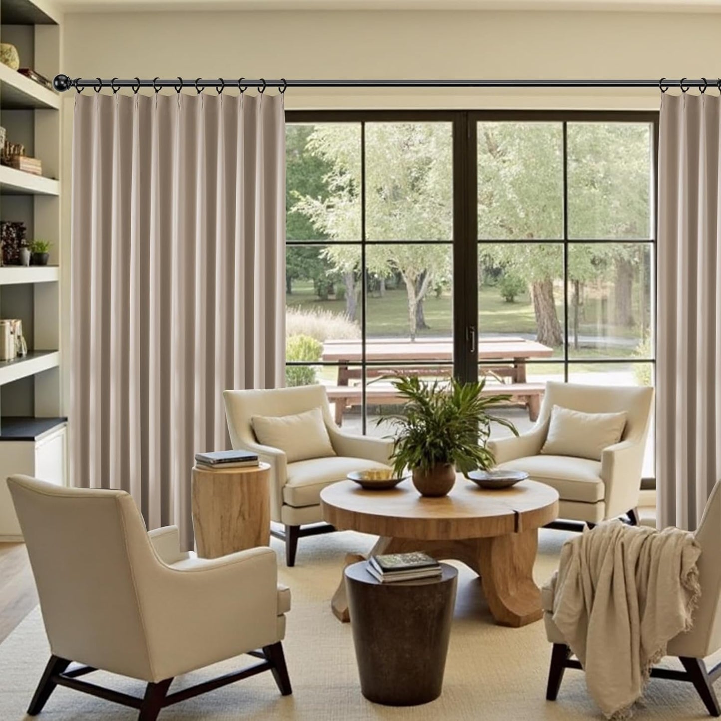 KangBang Taupe Blackout Curtains 105 Inches Long, Extra Wide Pinch Pleated Room Darkening Privacy Drapes for Hall Large Windows, Aesthetic Soft & Vertical Home Decor(60”Wx105”L,9 FT, Set of 2)