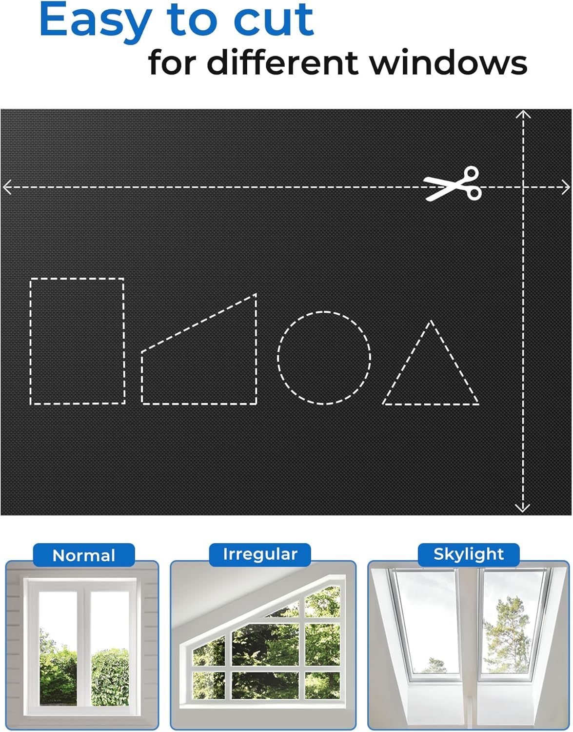 Sumobaby Blackout Curtains for Bedroom 100"x70"Portable Black Out Window Cover with Heat-Resistant Hook&Loop Tape,100% Blackout Shades No Drill Blinds for Windows DIY Cut Fit for Nursery,TV Room,Black