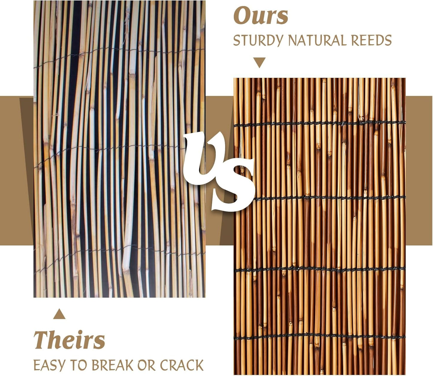Natural Reed Fencing Rolls,6.5FT X 9.8FT Reed Screen Curtain Fence Covering Privacy Bamboo for Outdoor Backyard Patio(Brown)