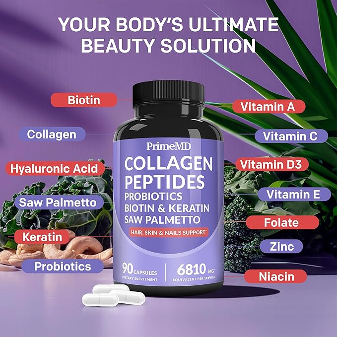 27-in-1 Hair Skin and Nails Vitamins (6180mg) w/Biotin 10000mcg - 90ct