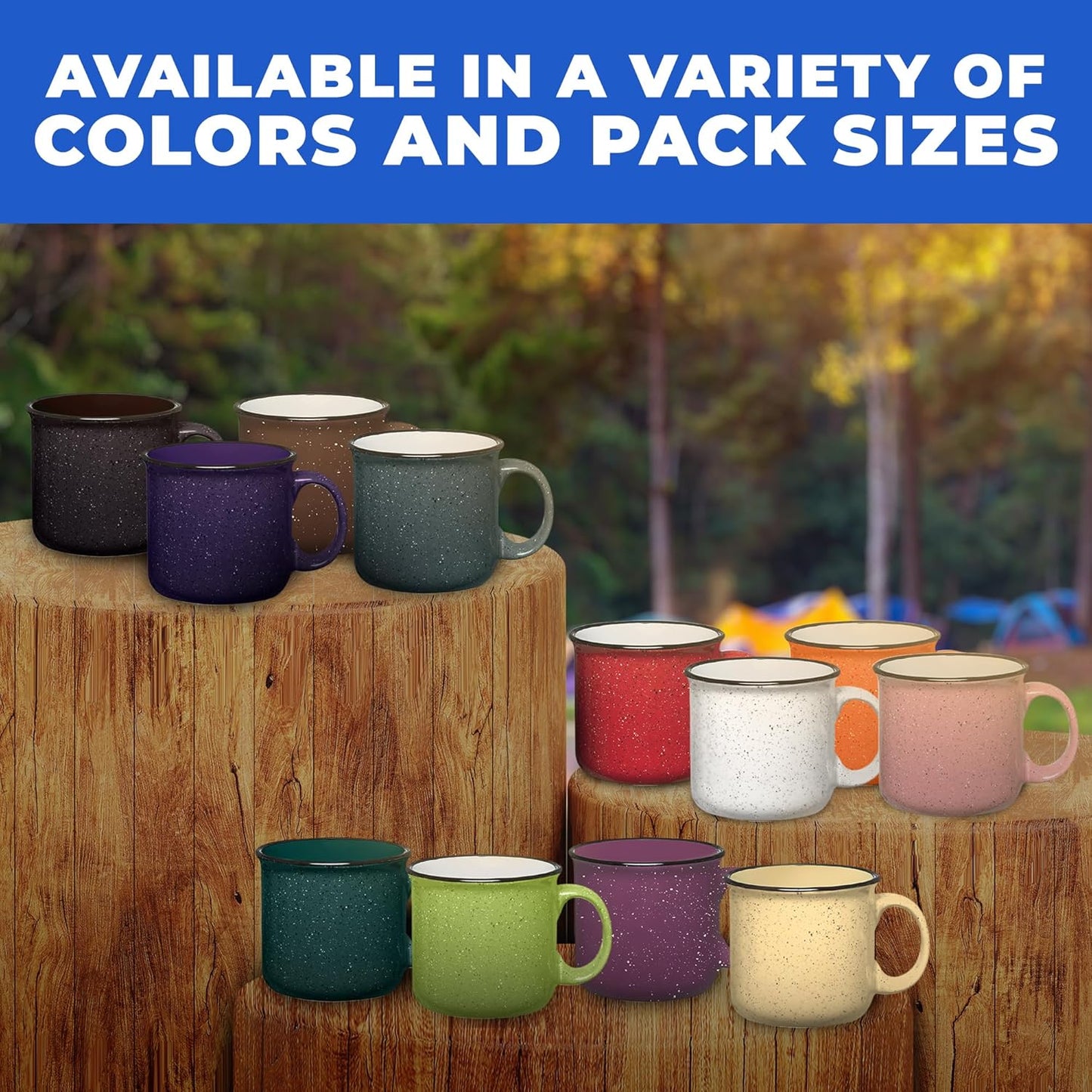 Set of 16 Ceramic Campfire Mugs – 15 Oz, Orange – Coffee & Tea Cups for Home, Work, Travel, Camping – Customizable, Great for DIY, Events, Companies