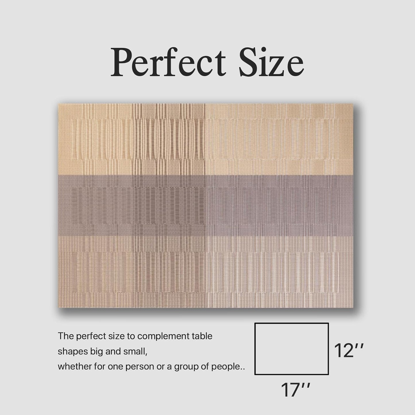 Placemats Set of 6 - Easy Clean Woven Vinyl Placemats for Dining Table, Indoor/Outdoor Place Mats, Washable PVC Table Mats (Gold Dune)