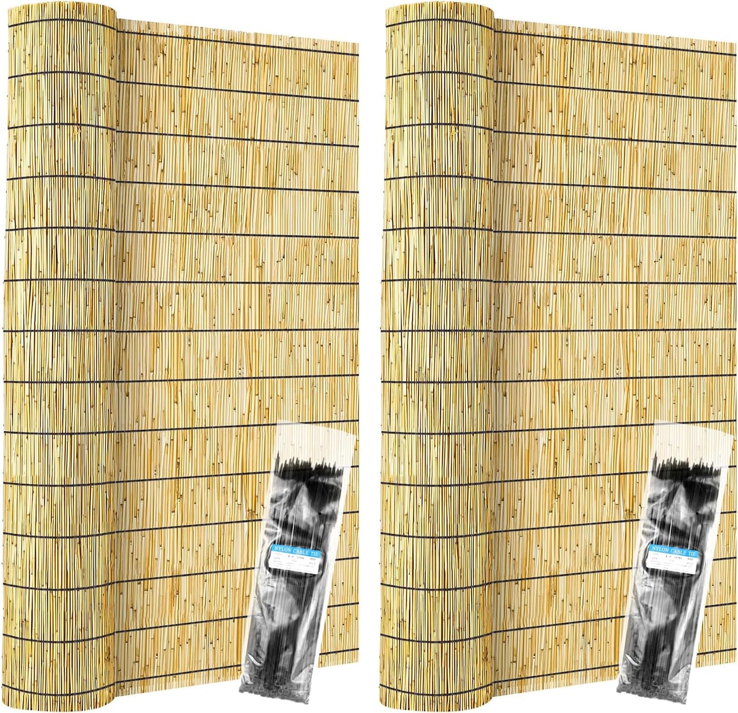 ZNCMRR Reed Fencing Rolls Natural Bamboo Fence Rolls 2 Pcs 4 Feet High Privacy Fence for Balcony Patio Garden Backyard Outdoor 4FT X 16.4FT(Yellow)