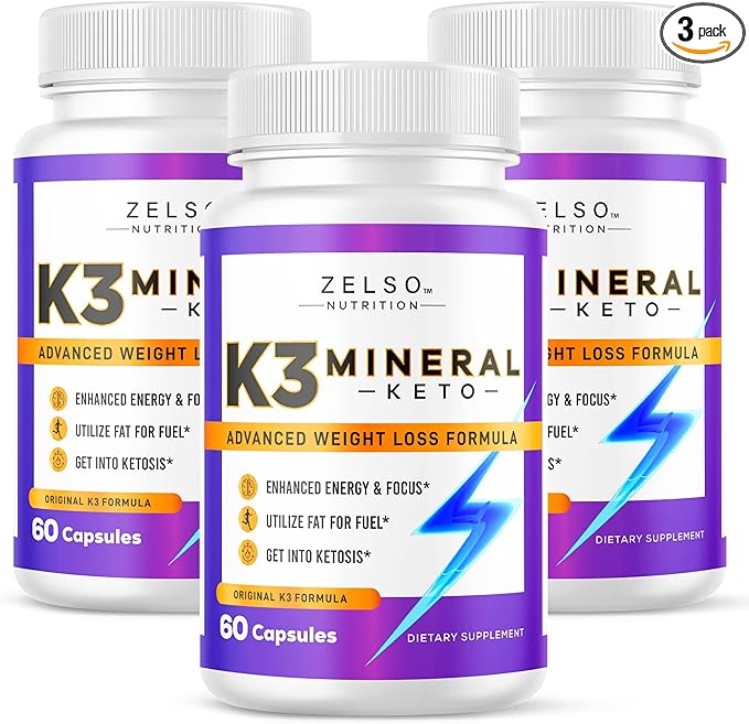 ZELSO (3 Pack) K3 Mineral Weight Loss Pills for Women and Men - K3 Salt Mineral, Vitamin + K3 Capsules Supplement for Weight Loss - 180 Days Supply