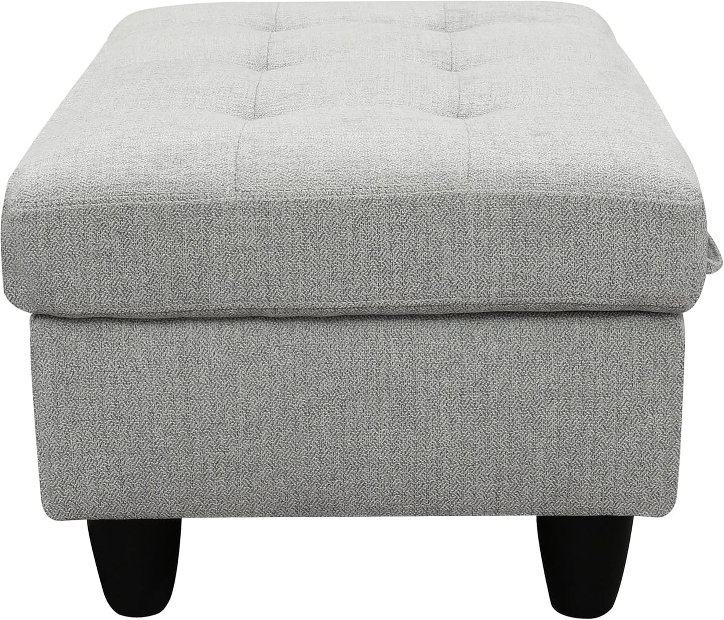 Ottoman Rectangular Storage Ottoman Bench, Flannel Footrest Stool Footstool with Lid for Living Room, Bedroom, Entryway, Gray, 35"x23.5"x17.5"