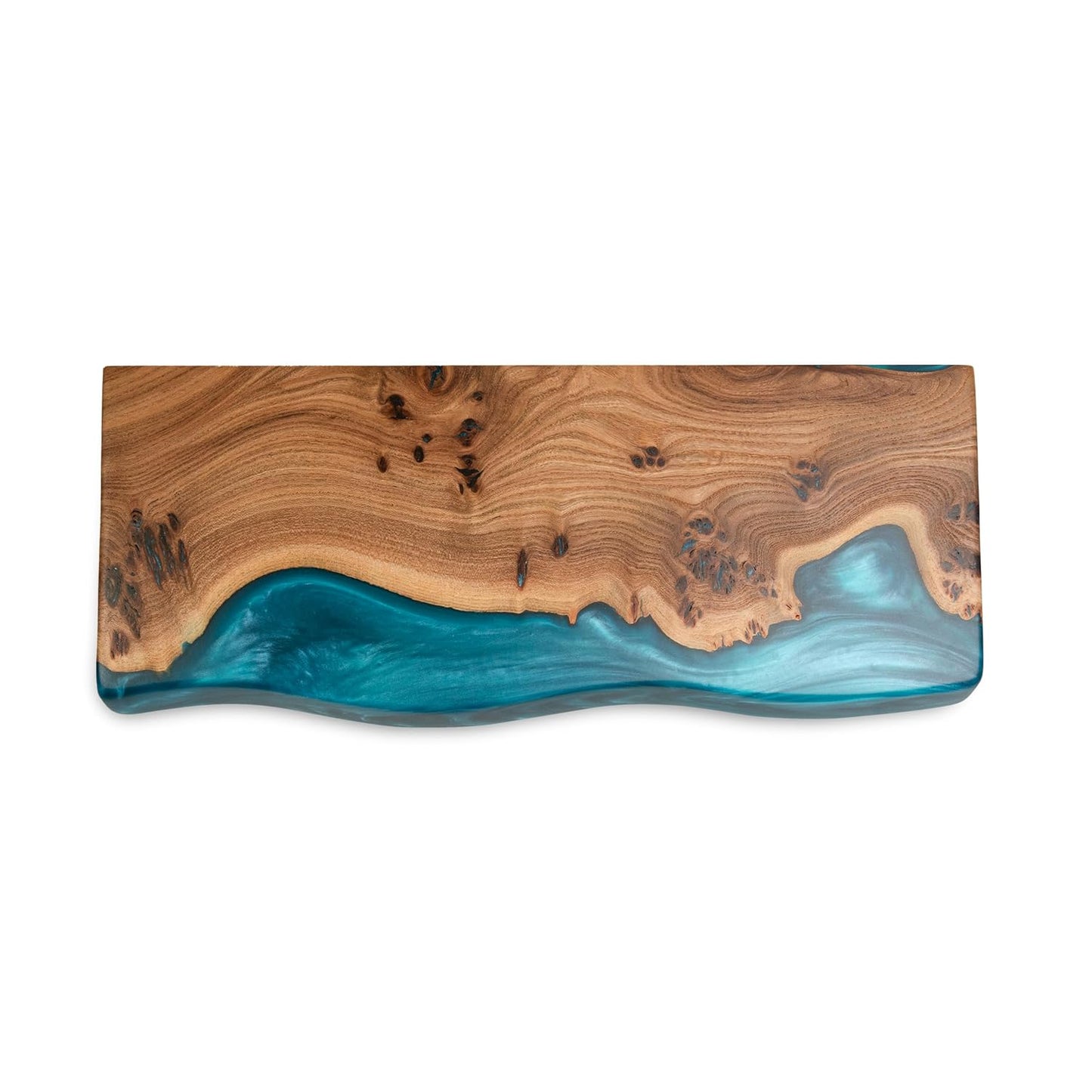 RWA Unique Live Edge Floating Shelf for Wall - Stylish Hanging Shelves for Room Wall Bedroom Bathroom Office Decor, Epoxy and Wood Wall Shelf Plank - Elegant Wall Mounted Shelves (sky blue, 24x7")