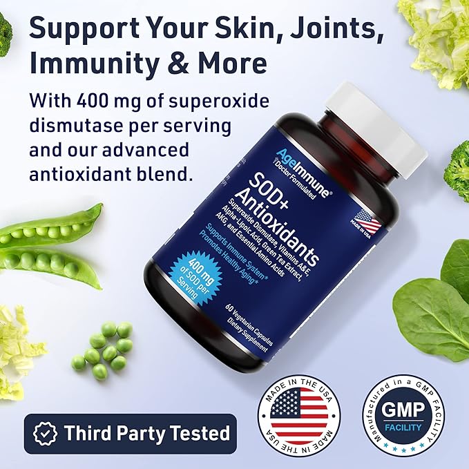 SOD Antioxidants Complex Healthy Aging Supplement 400mg of -60 Capsules