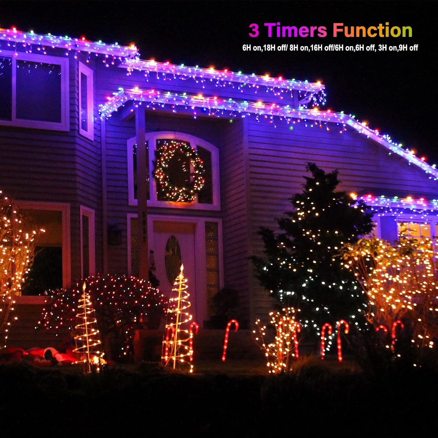 Icicle Lights Outdoor, 40Ft. 432 LED Color Changing Christmas Lights with 81 Drops, Dimmable Twinkle Fairy with Remote and Timer, for House, Warm and Multicolor
