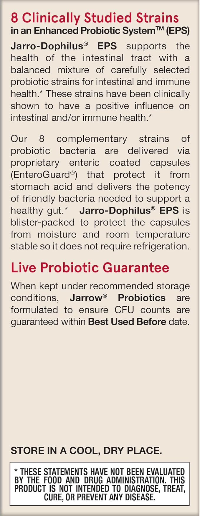 Jarrow Formulas Jarro-Dophilus EPS Gut Restore 25 Billion 8 Clinically-Studied 60 Veggie 60 Day 12 Packs