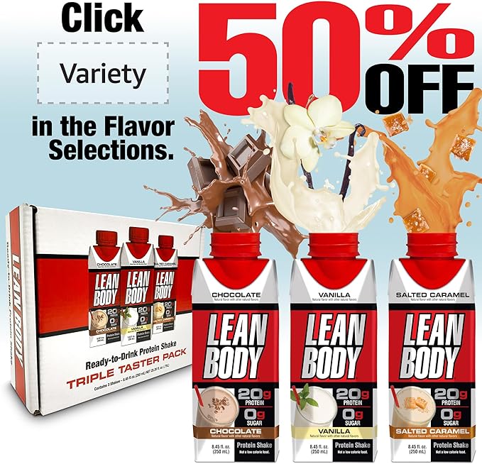 Lean Body Ready-to-Drink Protein Shake, 40g 0 Sugar, 22 Vitamins 12) LABRADA