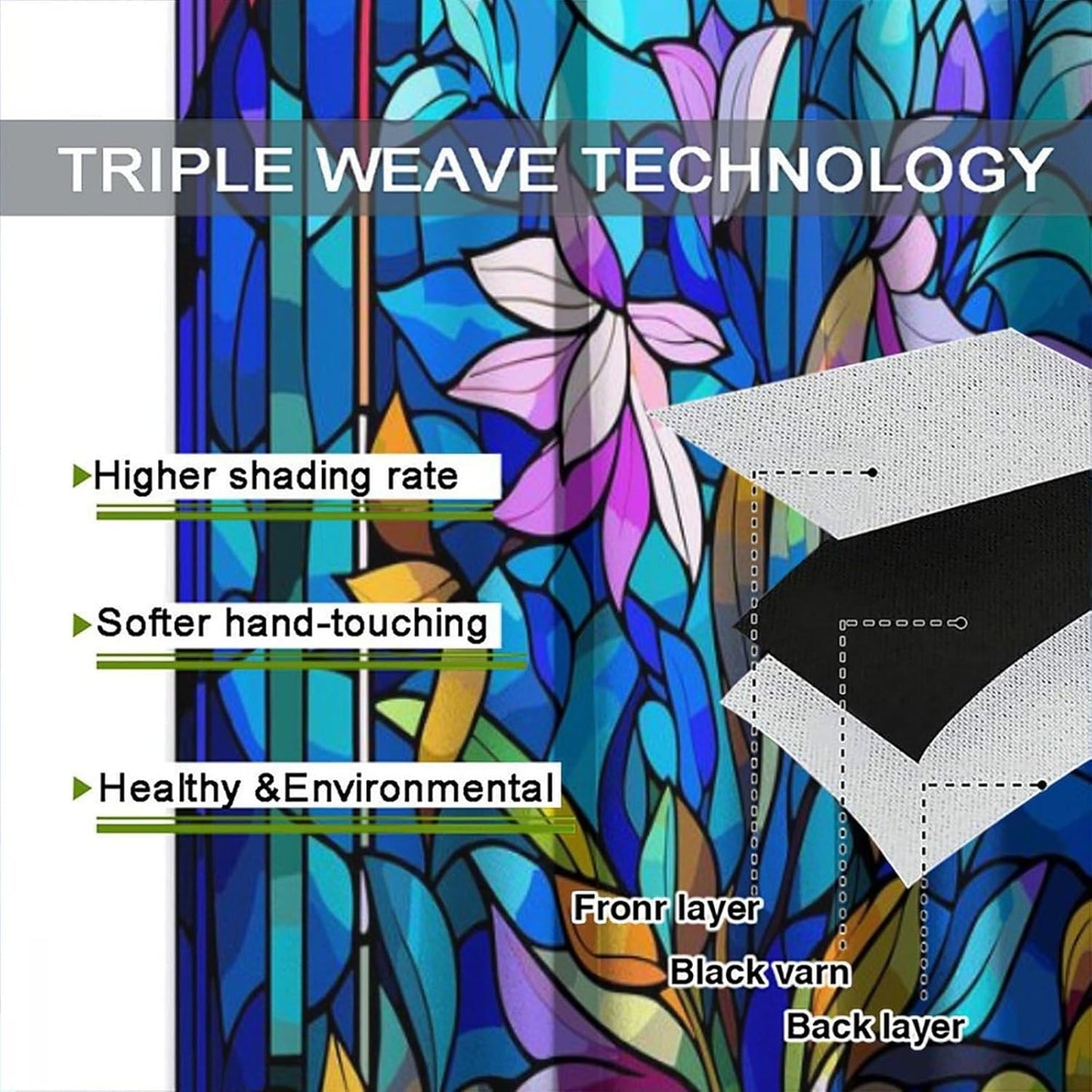 Stained Glass Curtains,Abstract Colorful Floral Geometric Art Home Decor Drapes for Bedroom Living Room Kitchen Window Treatment 2 Panels Set Total Size 55" W X 63" L Inch