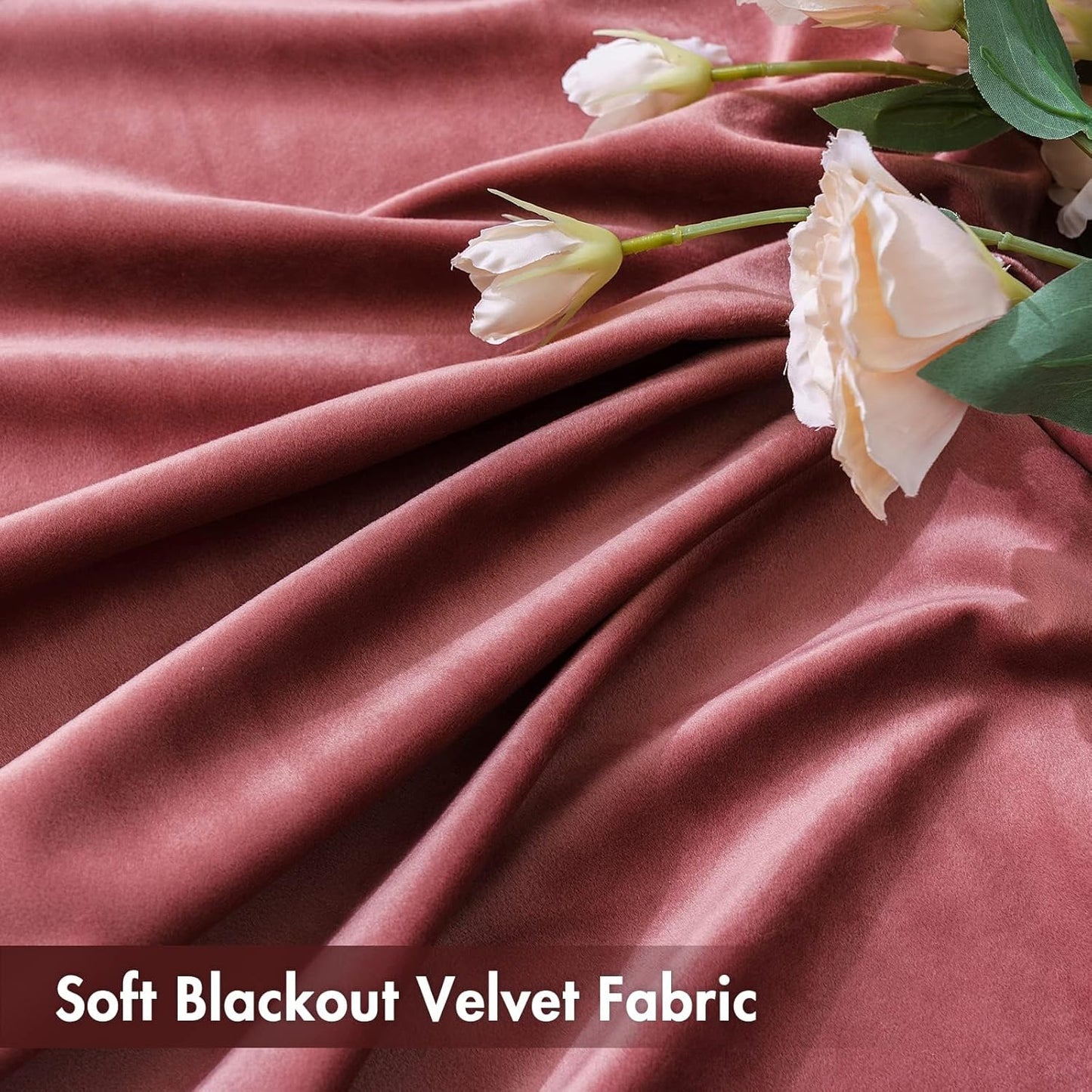 MIULEE Dusty Rose Pink Velvet Curtains Thermal Insulated Blackout Curtain Drapes for Bedroom Living Room Darkening 92 Inches Long Curtains Panels Rod Pocket Set of 2