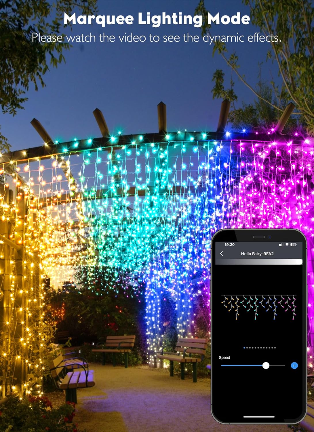 Brightown Smart Icicle Lights for Outside, 66Ft 608 LED RGB Smart Christmas Lights with 58 Preset Modes, App or Remote Control, Music Sync, Memory and Timer Function for Indoor/Outdoor Use