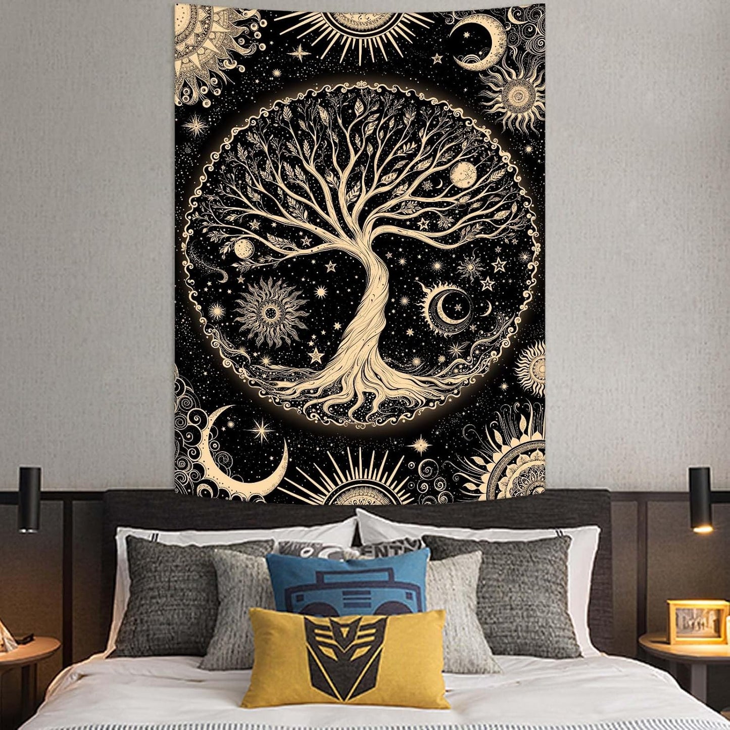 Lunerfex Tree of Life Tapestry Starry Sky Wall Tapestry, Vintage Tapestries for Bedroom Ceiling Tapestries Wall Hanging for Bedroom Living Room Decor Tree-3 44"x60"
