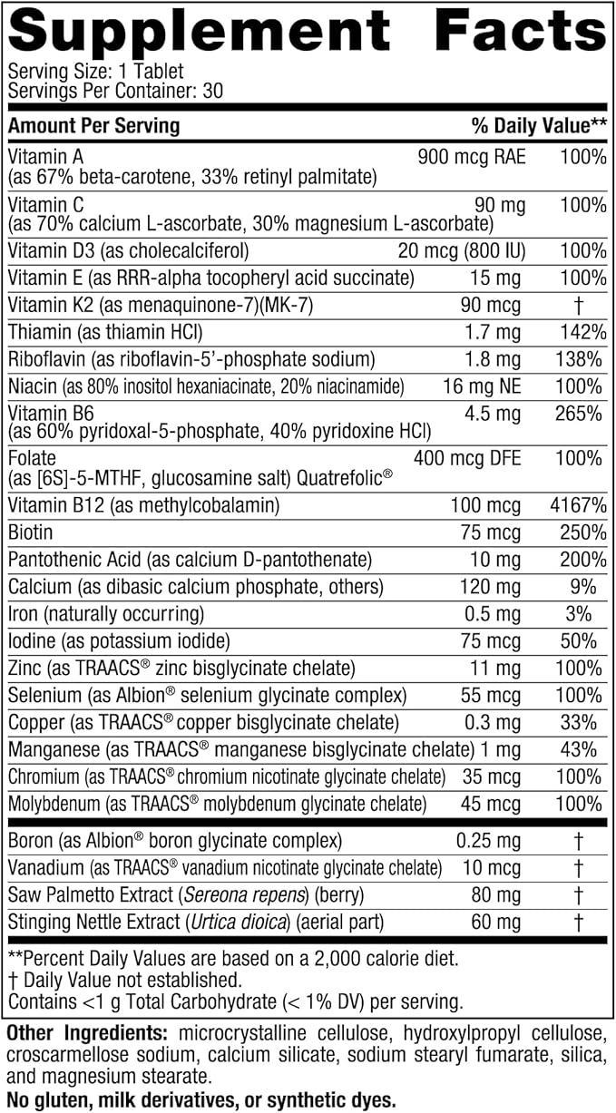 Nordic Naturals Men’s Multivitamin One Daily 20 Essential 30 Tablets 30 Servings