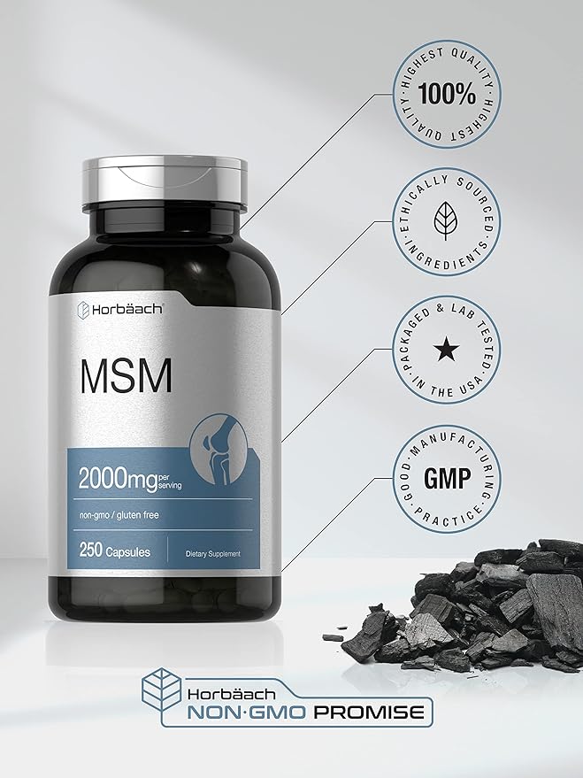 Horbäach MSM Supplement Capsules 2000mg | 250 Count