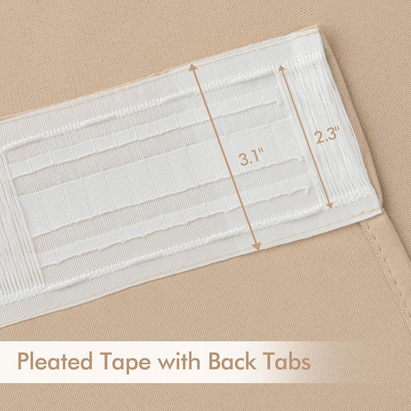 MIULEE Back Tab Beige Curtains 90 Inch Long 2 Panels Set for Living Room Bedroom Privacy, Cream Rod Pocket/Pinch Pleated Light Blocking Thermal Insulated Room Darkening Blackout Curtains, 52 x 90 Inch