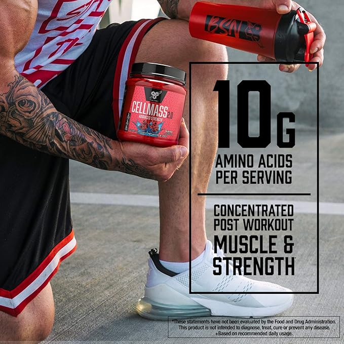 BSN CELLMASS 2.0 Post Workout Recovery with BCAA, Creatine, & Glutamine - Keto Friendly - Arctic Berry, (25 Servings) (1048058)