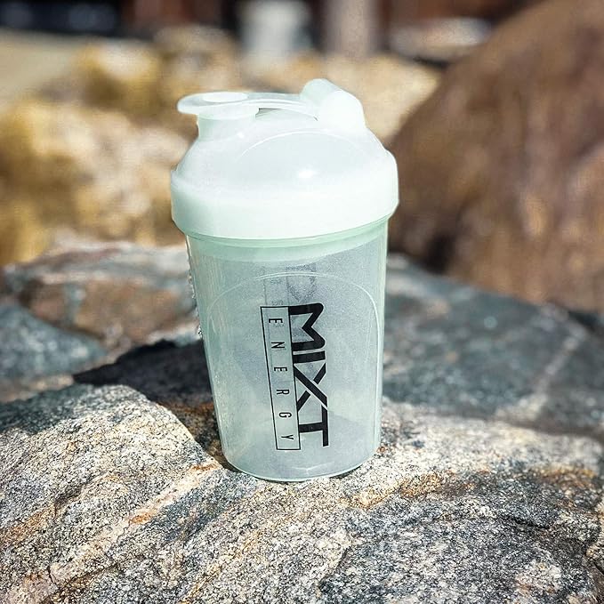 MIXT Energy Shaker Bottle, 16 oz. Shaker Bottle, BPA Free & Lid Mixing Technology (16 oz, Glow in the Dark)