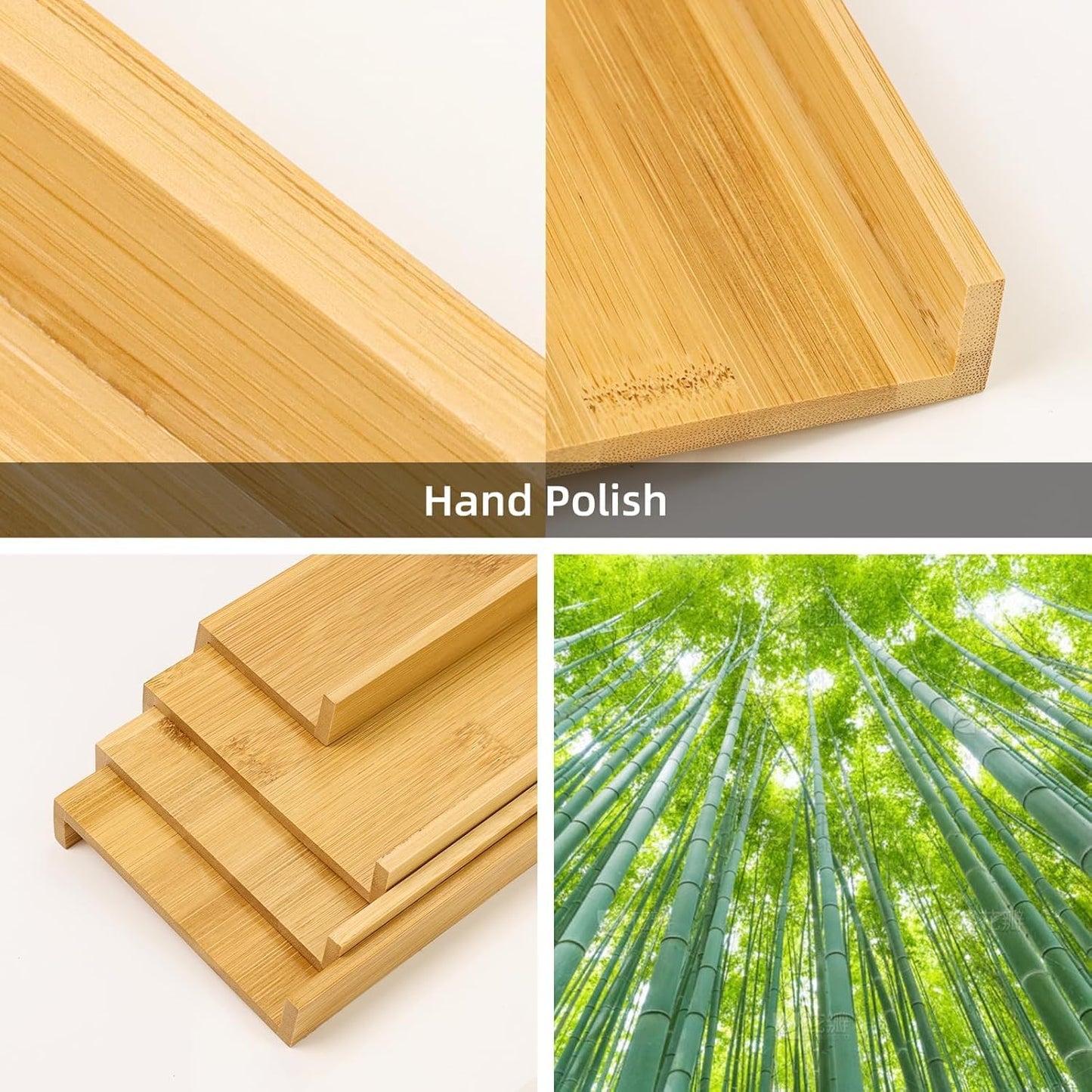 Spice Drawer Organzier,4 Tiers- 8Pcs Bamboo Spice Rack Tray Insert for Cabinet Drawer Countertop, Kitchen Seasoning Storage Drawer Organization,22" Wide x 15.8" Deep (Hold UP To 48 Jars