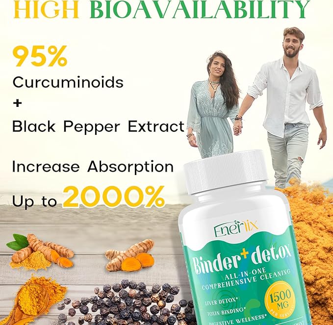 15-in-1 Detox Binder, Activated Charcoal, Zeolite & Bentonite Clay, Chlorella, 1500 MG Supplement Maximum Absorbent, Liver Gut Digestive Toxin Detox Cleanse, 180 Vegan Capsules