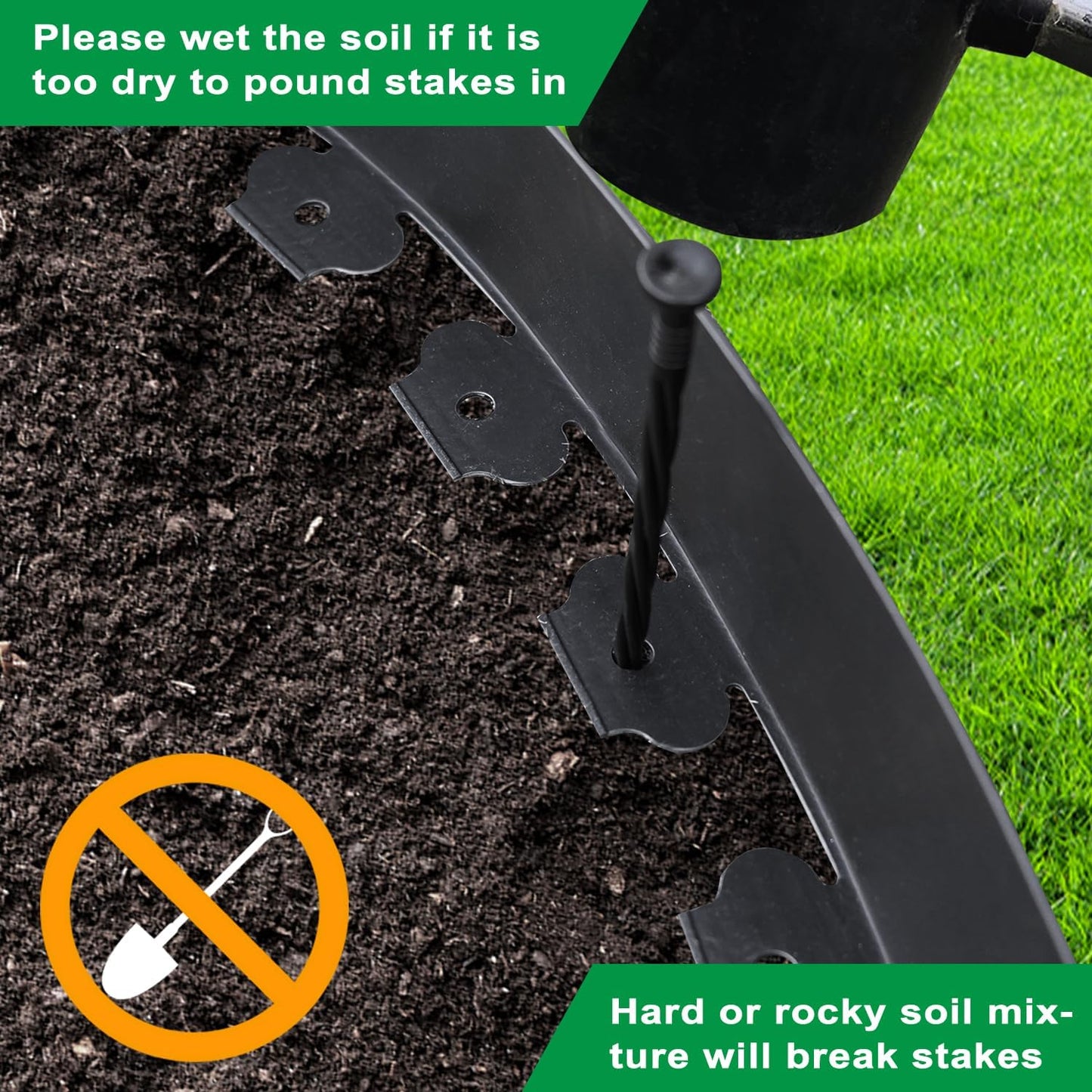 Hugeleaf Landscape Edging Border 60 Feet with 72pcs Spikes, 4inches Flexible Plastic Garden Edging for Landscaping, Lawn, Flower Bed, Yard(Black)