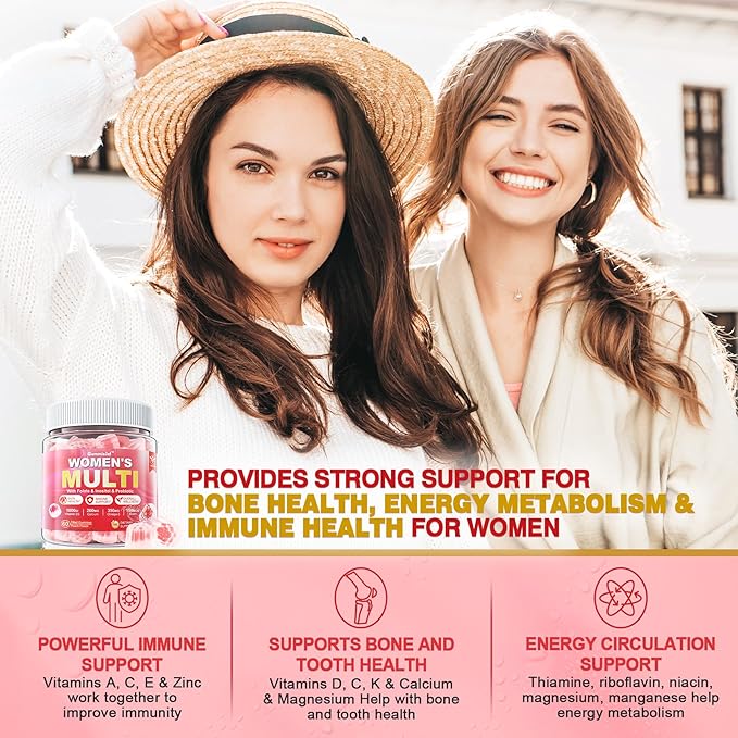 Sugar-Free Women's Multivitamin Gummies - Multivitamin Filled Gummies with Omega-3, Enzymes & Antioxidant Blend to Support Overall Health, Immunity, Hair, Nails & Skin Health. Womens Vitamins - 120 ct