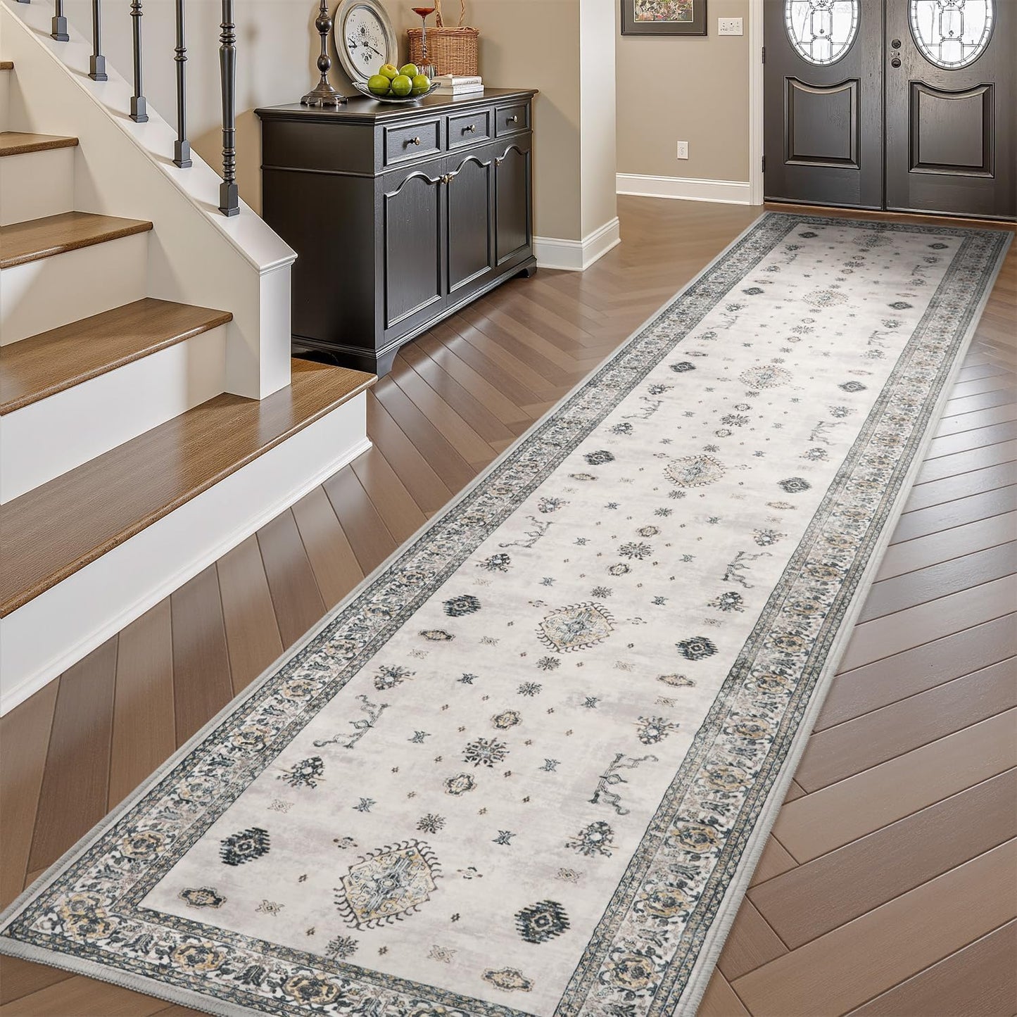 AMOAMI Vintage 2X6 Runner Rug Non Slip Soft Runners for Hallways Machine Washable Hallway Runner Bedside Rugs for Bedroom Long Rug for Hallways Entryway Laundry Room Kitchen Bathroom