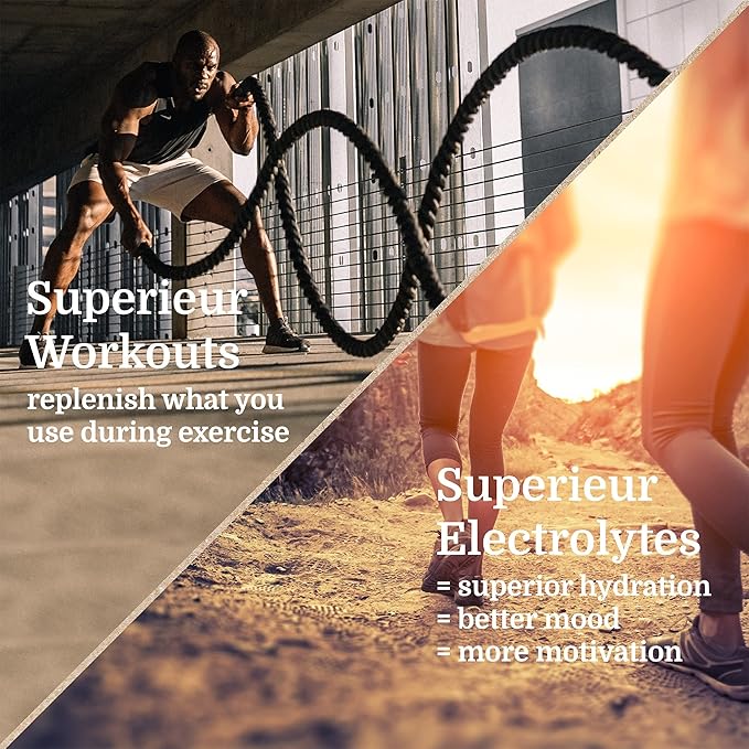 Superieur Electrolytes – Plant Based Electrolyte Supplement w/Sea Minerals for Hydration & Recovery – Keto Friendly, Non-GMO, Zero Sugar, Vegan Healthy Sports Drink Powder – Citrus (70 Servings)