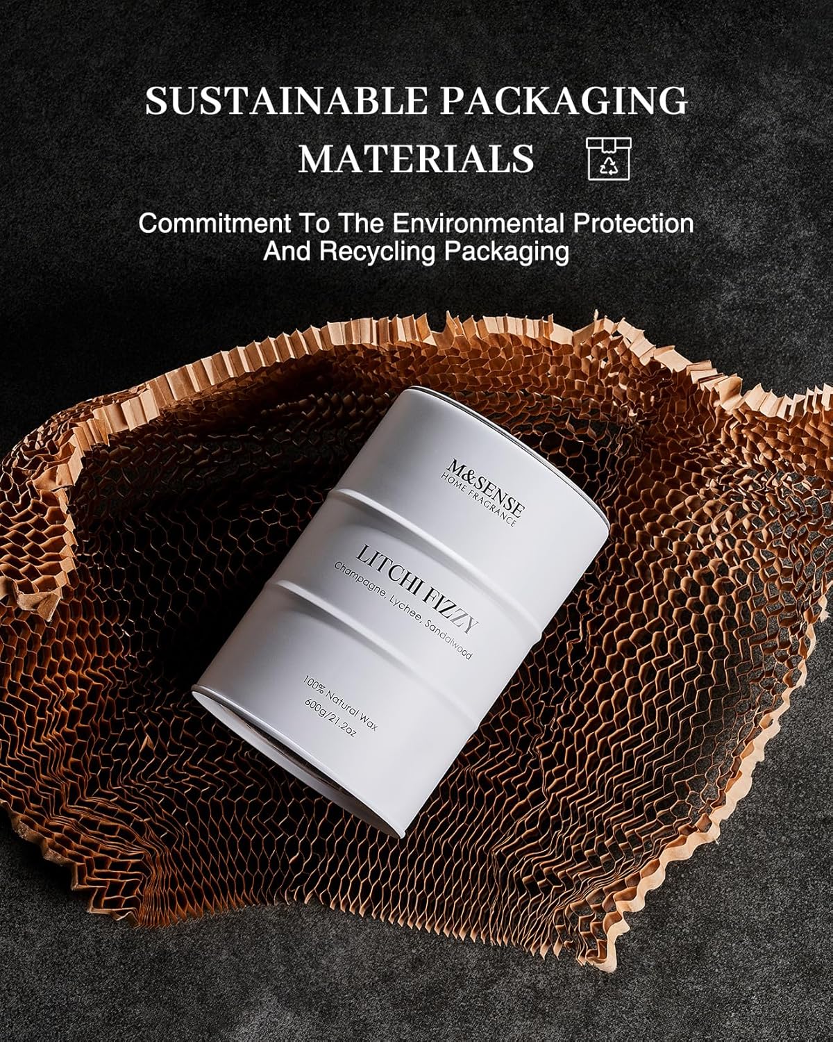 M&SENSE Large Soy Candles Litchi Fizzy Scented 21.2oz 120 Hour Long Lasting Natural Wax Non Toxic, Summer Candle Cozy Home Decor, Relaxing Aromatherapy Gifts for Women Mom Girlfriend