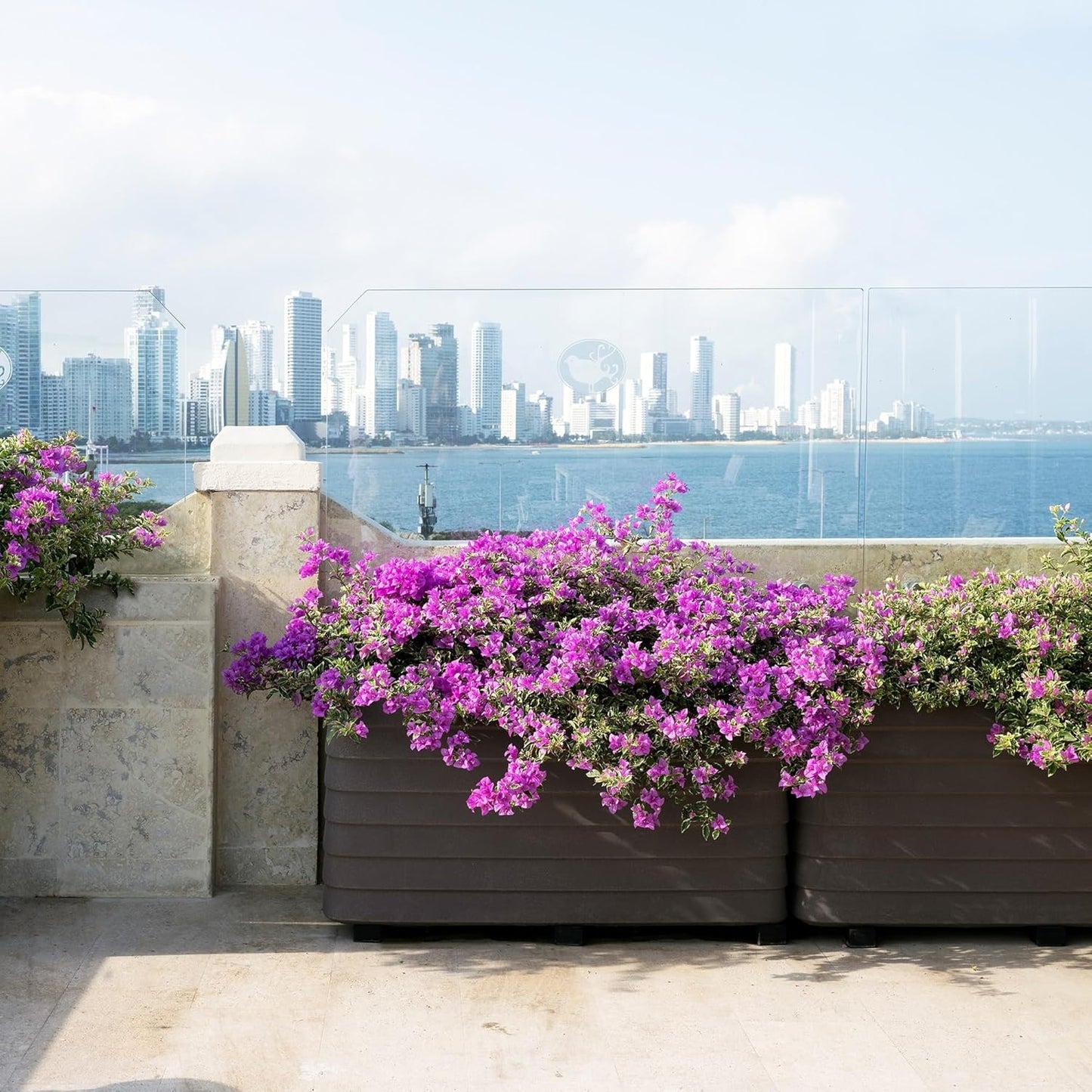 Crescent Garden TruDrop Self Watering Slat Medium Rectangular Planter Box for All-Weather - Outdoor Deck Box Planter for Flowers and Herbs, 36'' x 17'' x 17''H (Shadow)