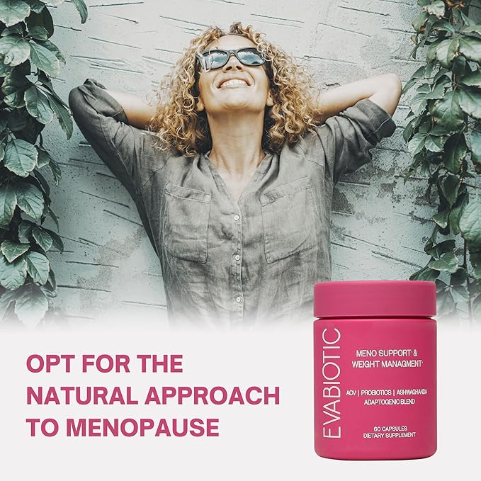 Complete Menopause Support | Ashwaghanda, Probiotics, ACV + Chasteberry for Weight Management, Hot Flashes, Night Sweats, Bloat, Hormone Balance & Mood Swings* | Non GMO, Vegan 60 Caps