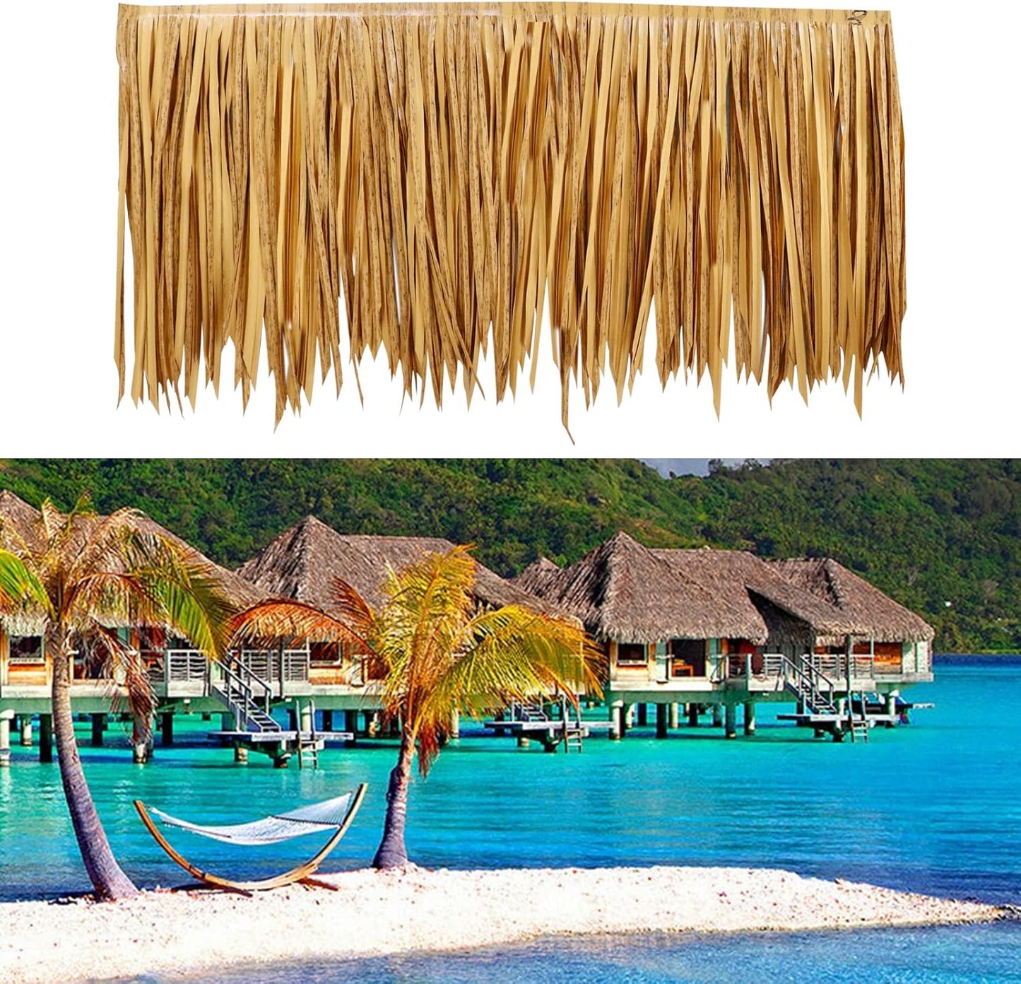 78.8" Tiki Straw Roof Thatch –Mexican Style Artificial Palm Thatch Rolls Tiki Bar Hut Grass Duck Boat Blinds Grass Palapa Thatch Roofing for Garden Patio Umbrella Covers Fence Party Decoration