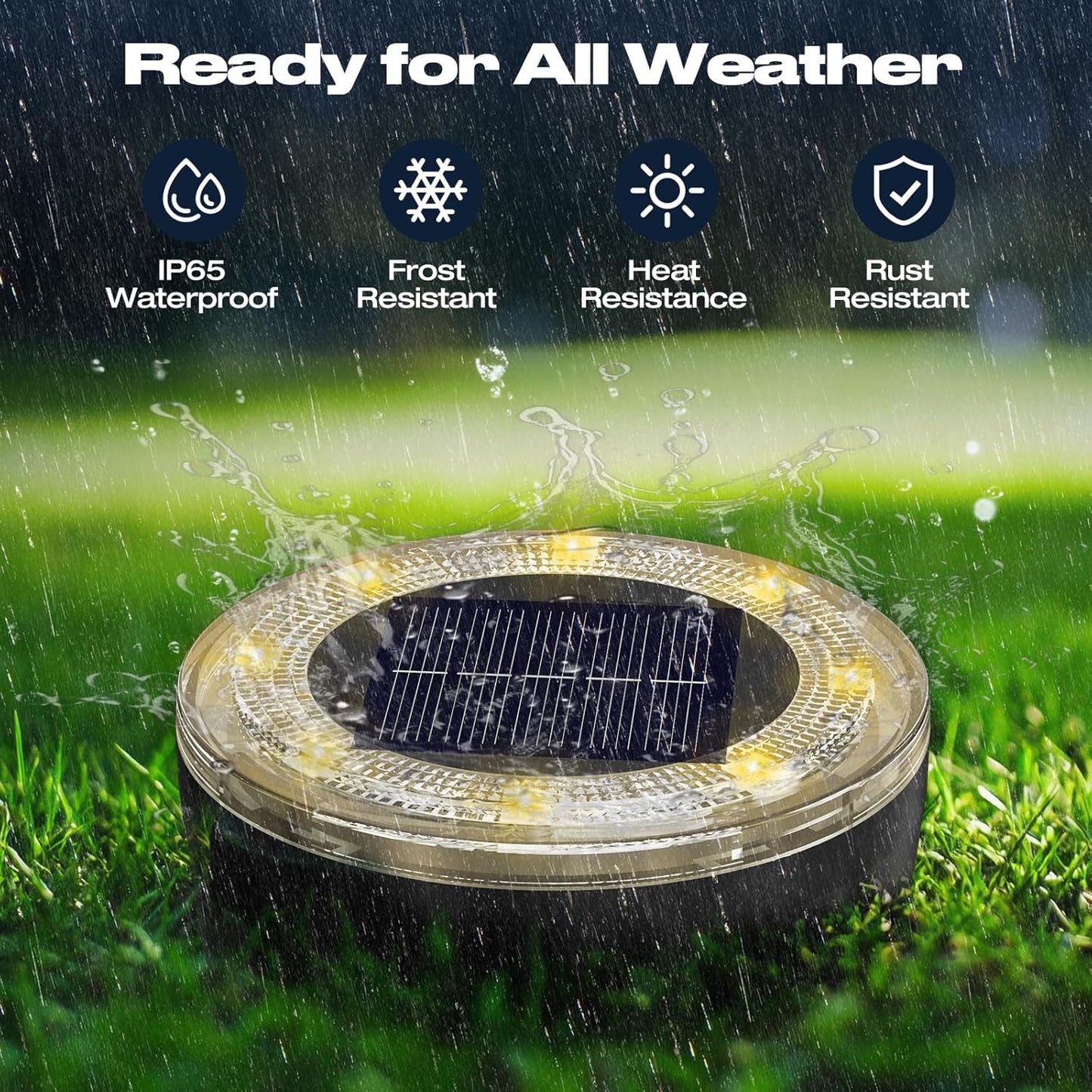Mini Solar Ground Lights, 4 Pack Solar Lights Outdoor Waterproof, Upgraded LED Flat Landscape Lighting for Outside Pathway Garden Patio Yard Driveway, Warm White