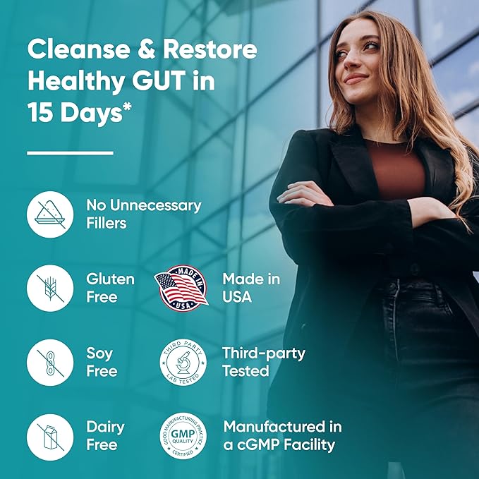 Sandhu's 15 Day Gut Cleanse Colon 30 Capsules Supplement,15 Days