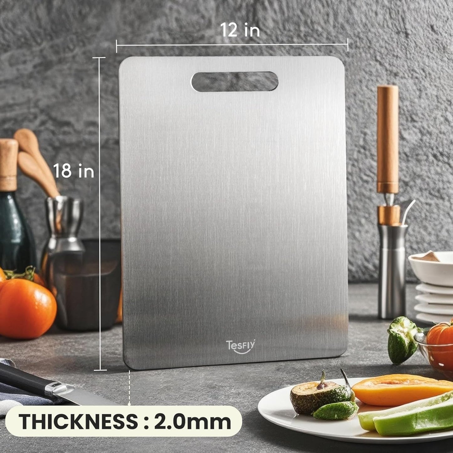 New Titanium Cutting Board - 100% Pure Titanium Cutting Boards For Kitchen,Easy to clean, Double-sided food-grade Cutting Board For Cutting Meats, Fruits And Vegetables(18 * 12)